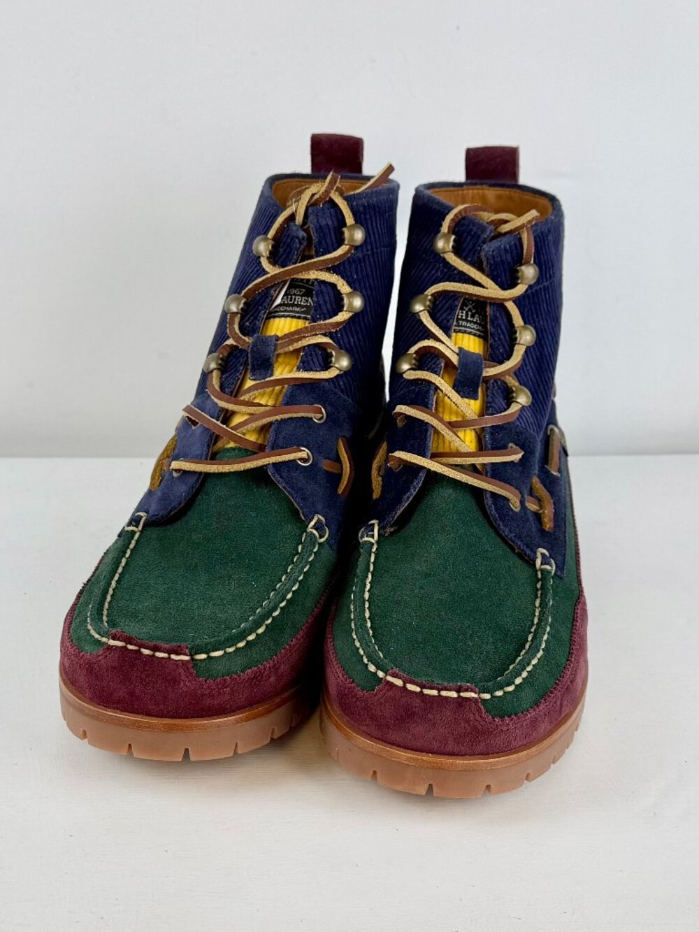 Men's 11 -Polo Ralph Lauren Country Ranger Mid Colorblock Suede Corduroy Boots - Picture 5 of 8